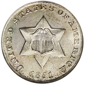 three cent silver coin Type 1