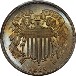 1864 Two-Cent Piece. Large Motto. MS-67 BN (PCGS). CAC.