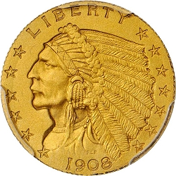 1908 Indian Quarter Eagle. Proof-66 (PCGS). CAC.