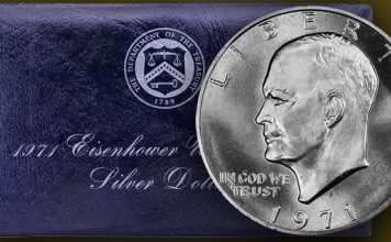 United States 1971-S Eisenhower Dollar with Blue Pack