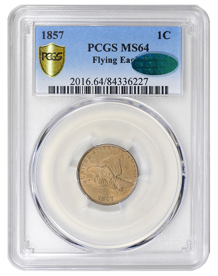 1857 Flying Eagle Cent MS64 CAC