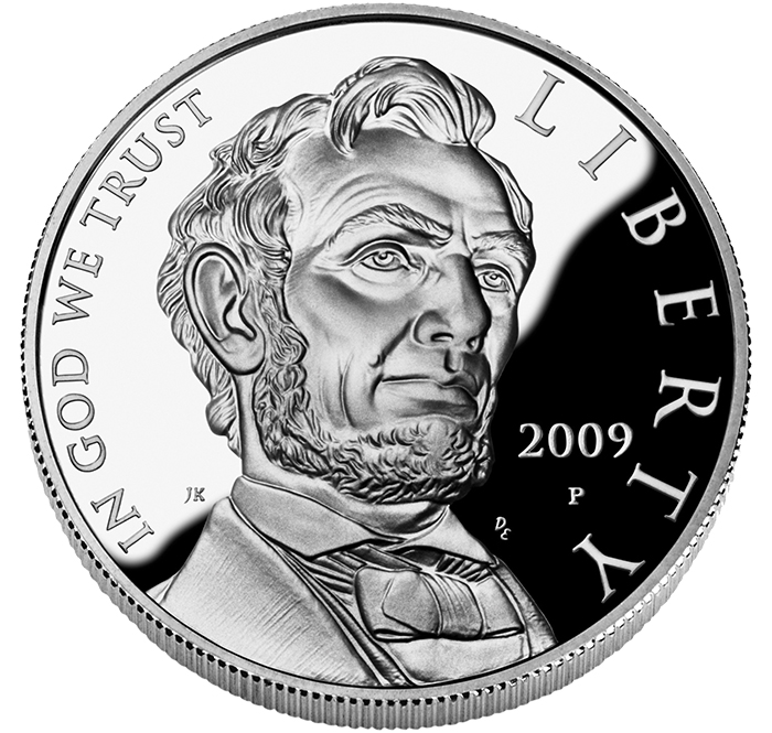 United States 2009 Abraham Lincoln Commemorative Silver Dollar obverse