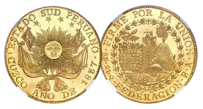 1837 8 Escudos Peru- Daniel Frank Sedwick
