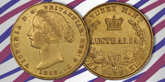 1868/6 overdate Australian sovereign - PCGS