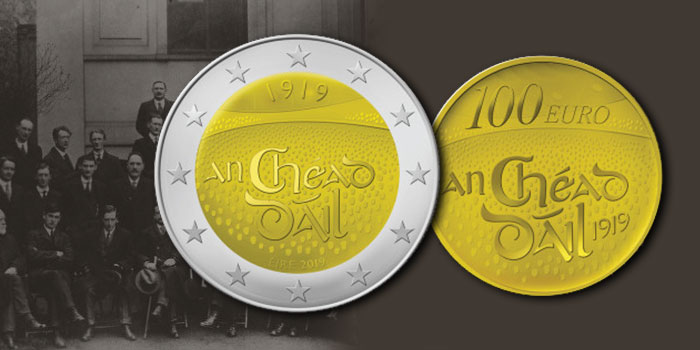 2019 Ireland 2 Euro and 100 Euro coins