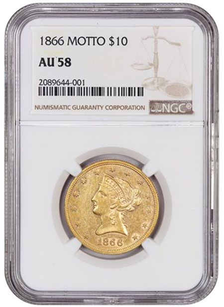 1866 Motto $10 Gold Coin