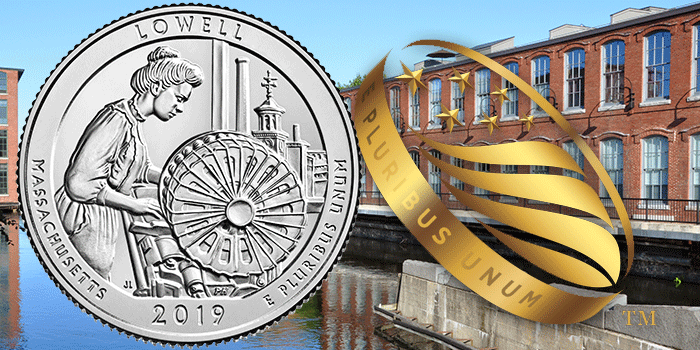 United States 2019 America the Beautiful Quarters - Lowell National Historical Park. Images courtesy US Mint