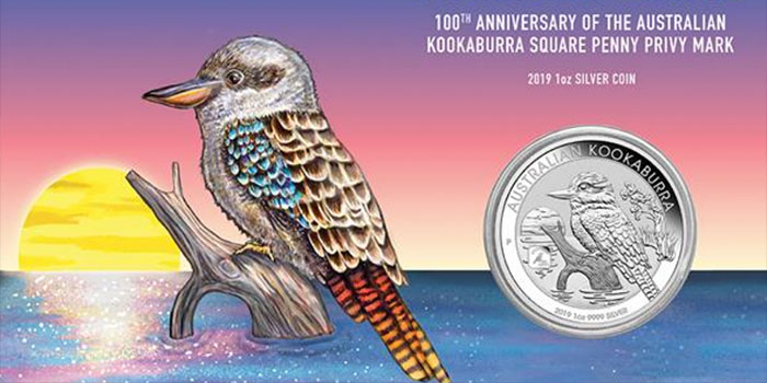 2019 Perth Money Expo 100th Ann of Aust Kooka square privy mark 1oz Silver coin.