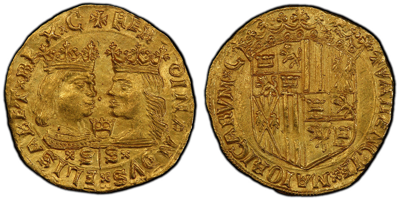 SPAIN. Valencia. Ferdinand and Isabella. (King and Queen, 1475-1504). (1474-1504) AV Ducat. Images courtesy Atlas Numismatics