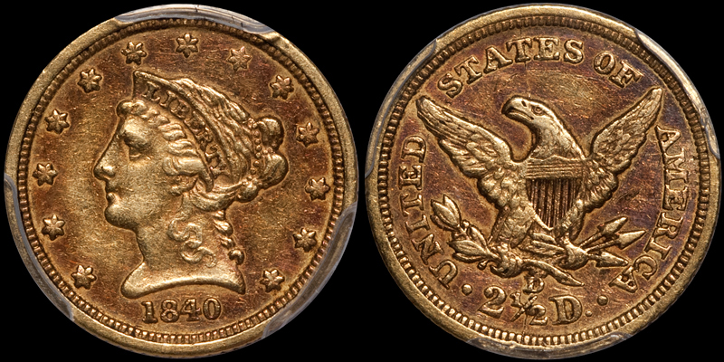 1840-D $2.50 PCGS EF45. Images courtesy Doug Winter Numismatics