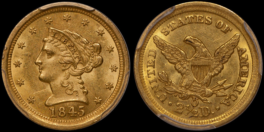 1845-O $2.50 PCGS MS61 CAC. Images courtesy Doug Winter Numismatics