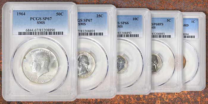 Rare Opportunity to Own Set of All Five 1964 Special Mint Set US Coins at GreatCollections