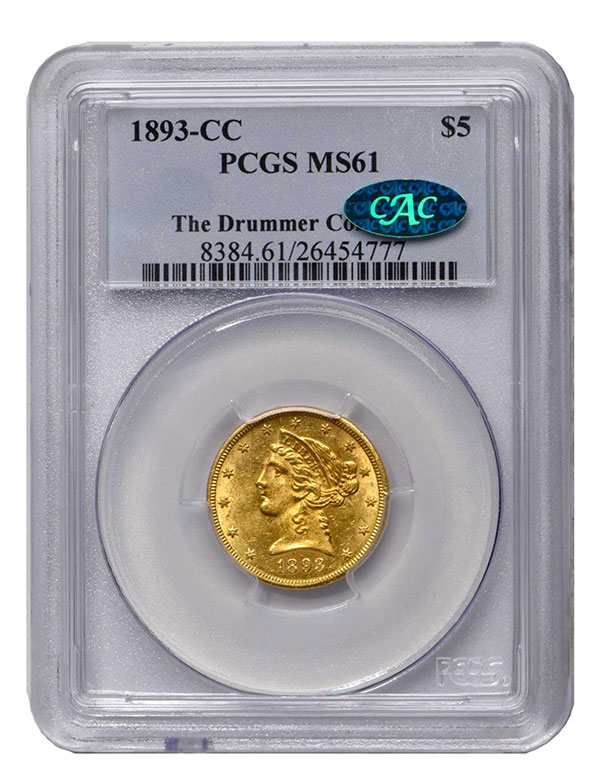 1893-CC $5 Half Eagle in MS-61