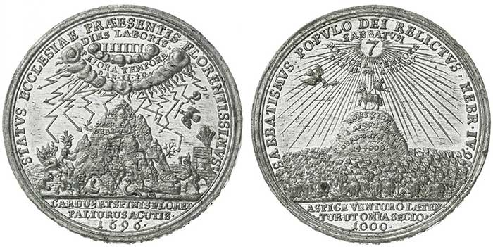 No. 8617: Saxe-Gotha. Frederick II., 1691-1732. Tin medal 1696. Very rare. Extremely fine. Estimate: 250 euros.