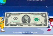 Bureau of Engraving and Printing presents the 2019 $2 Federal Reserve Note Rocketship for kids