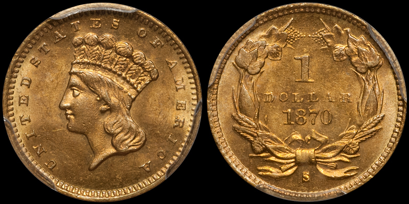 1870-S $1.00 PCGS MS63 CAC. Images courtesy Doug Winter Numismatics