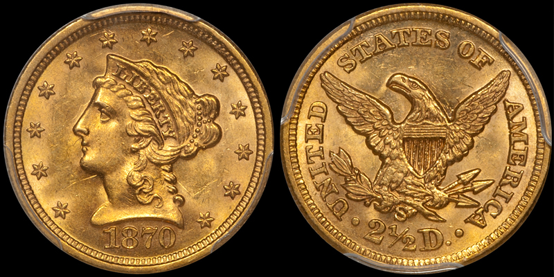 1870-S $2.50 PCGS MS63. Images courtesy Doug Winter