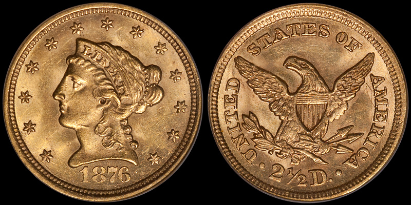 1876-S $2.50 PCGS MS62 CAC. Images courtesy Doug Winter