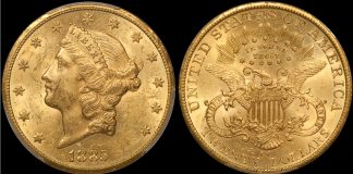 1885-CC $20.00 PCGS MS60. Images courtesy Doug Winter Numismatics