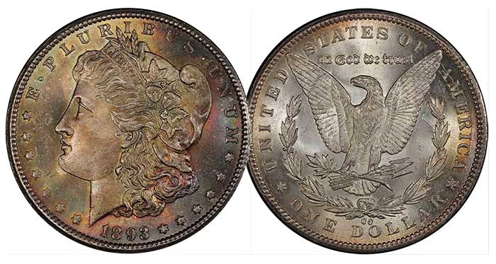 Lot 16 – 1893-CC Morgan $1 PCGS MS65