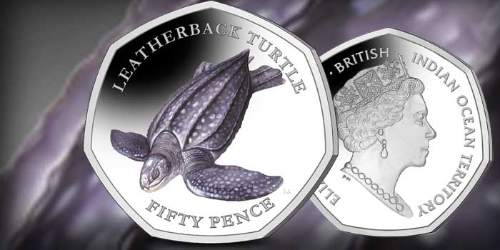 2019 British Indian Ocean Territory 50 Pence Leatherback Turtle coin 50p