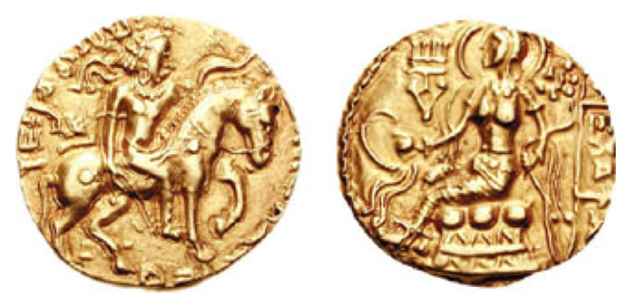Chandragupta II. AV Dinar (7.87 g, 12h). Horseman type. 