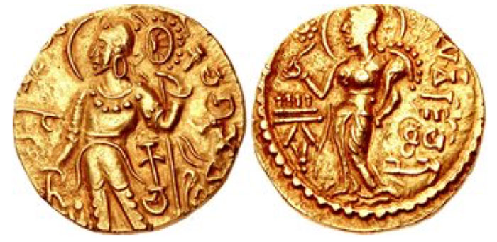 Kachagupta. Circa AD 335. AV Dinar (20mm, 7.57 g, 12h).
