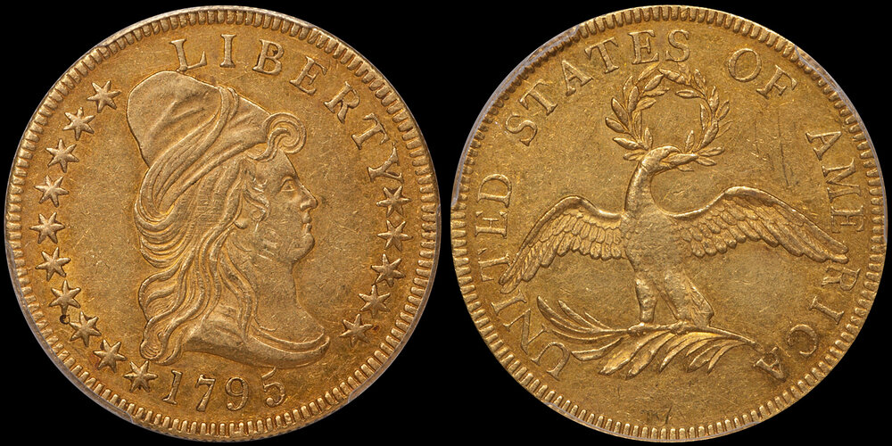 1795 gold $10.00, 13 LEAVES, PCGS AU53. Images courtesy Douglas Winter Numismatics