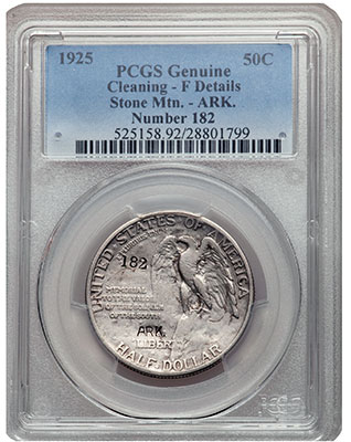 1925 Stone Mountain Half Dollar with 182 / ARK Counterstamp. Imaged by Heritage Auctions.