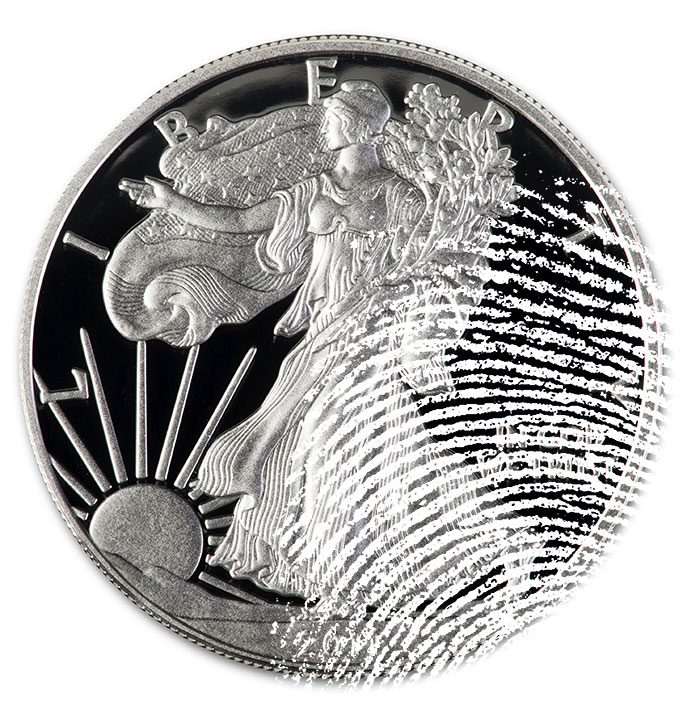 Fingerprints on an American Silver Eagle