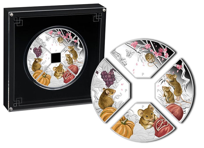 Perth Mint Coin Profiles - Australia 2020 Year of the Mouse Quadrant 1oz Silver Proof 4-Coin Set