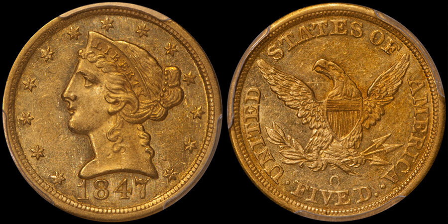 1847-O $5.00 PCGS MS61 CAC. Images courtesy Douglas Winter Numismatics