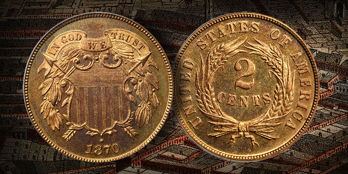 Gem Proof 1870 Two Cent Piece