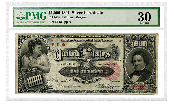 1891 $1,000 Silver Certificate - PMG 30 VF