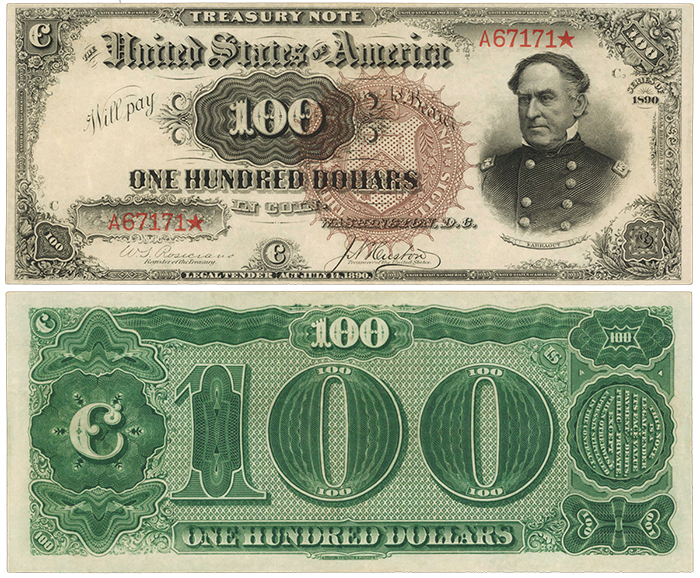 Reproduction $100 1890 T-Note US Paper Money Currency Copy