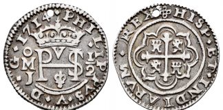 Philip V (1700-1746). 1/2 real. 1714. México. Images courtesy Tauler and Fau Auction