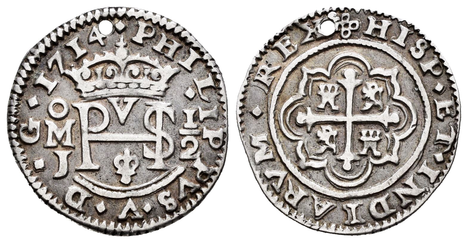 Philip V (1700-1746). 1/2 real. 1714. México. Images courtesy Tauler and Fau Auction