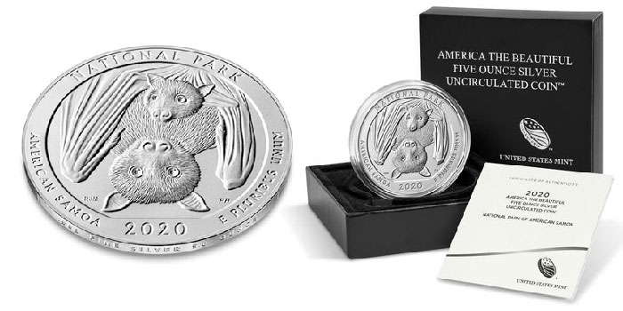 American Samoa 5oz Silver America the Beautiful Uncirculated Coin