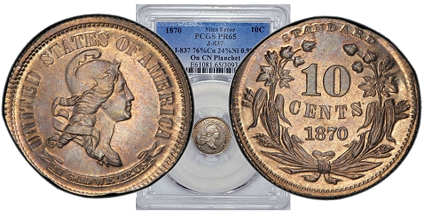 Unique 1870 Standard Silver Dime On Copper Nickel Planchet Mint Error,Cooking Chestnuts On A Fire