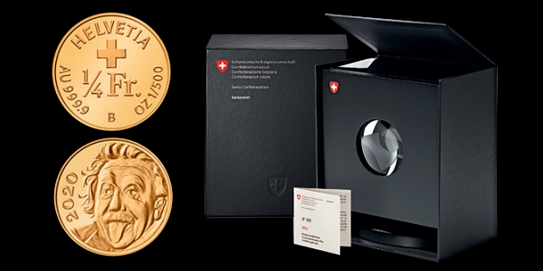 Swiss Mint Issues World’s Smallest Gold Coin Showing Albert Einstein