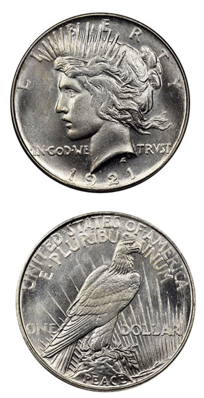 Counterfeit 1921 Peace Dollar. 