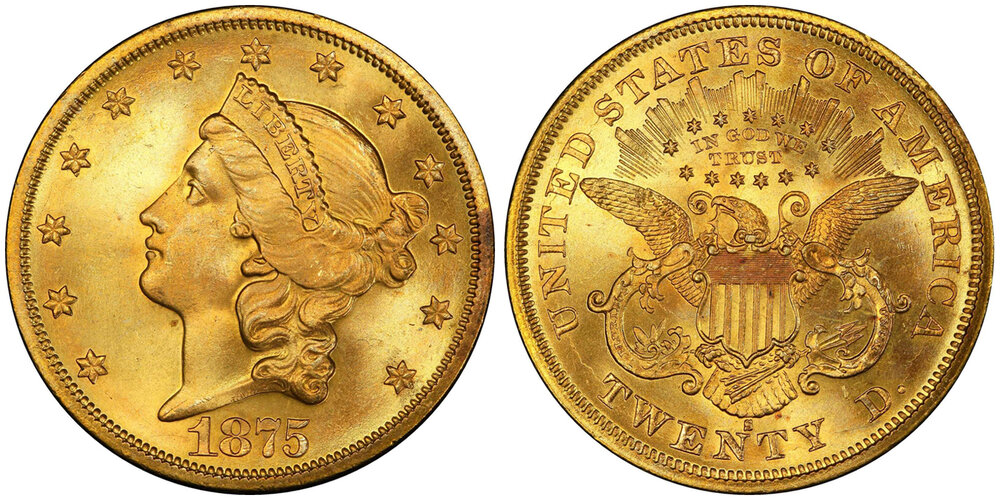 Lot 7349, PCGS/CAC MS67 1875-S DOUBLE EAGLE, courtesy Stack's Bowers, Pogue VII Sale