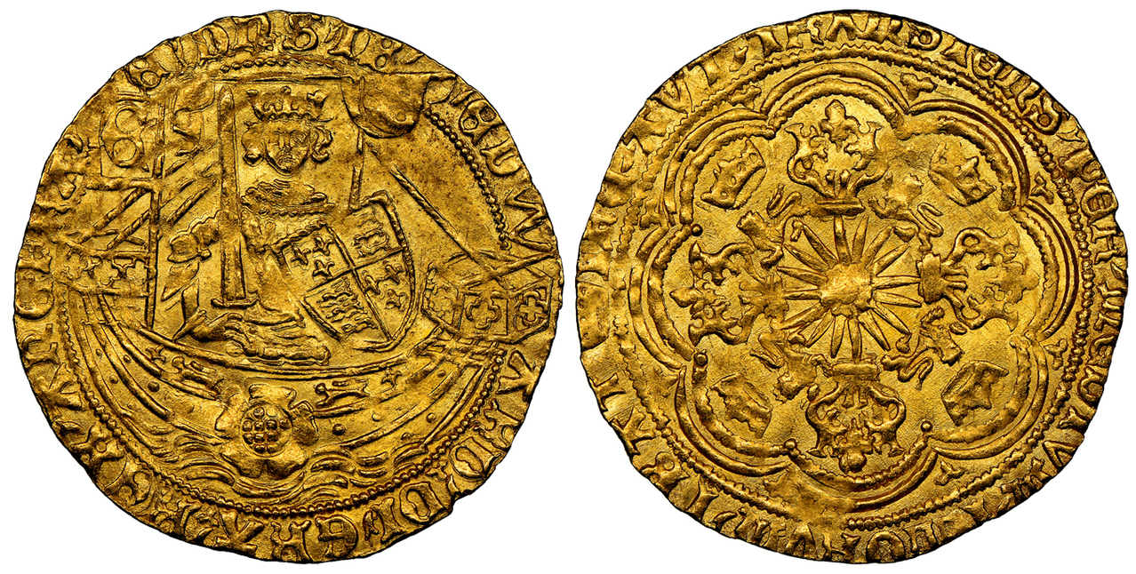 NETHERLANDS. Gorinchem. Imitating Edward IV of England. 1583-91 (ND) AV Imitation Rose Noble. NGC MS64. Courtesy Atlas Numismatics