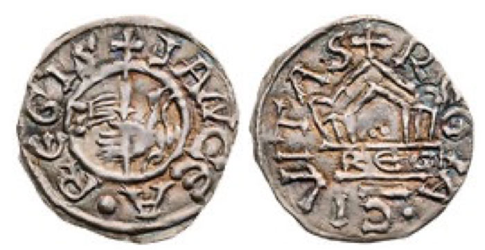 HUNGARY. Stephen I (István) (997-1038). Denar. Obv: + STEPHANVS REX. Short cross, with wedge in each angle. Rev: + REGIA CIVITAS. Short cross, with wedge in each angle. Frynas H.1.2; Huszár 1. 0.62 g.16 mm.