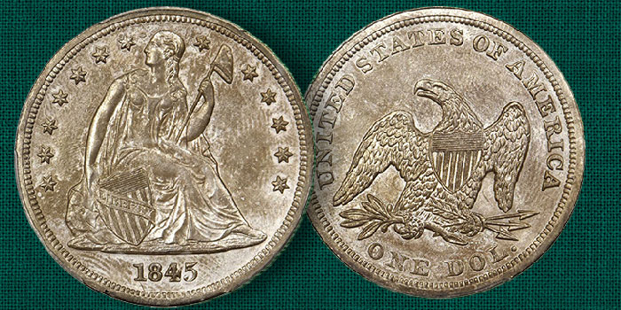 Condition Census 1845 Liberty Seated Dollar in Stack's Bowers June 2020 Auction