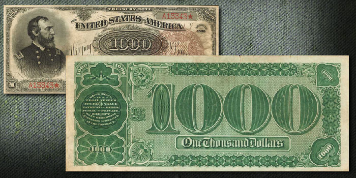 Finest Known Grand Watermelon 1890 $1000 Treasury Note: Stack's