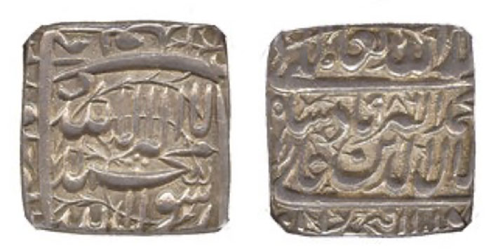 MUGHAL. Akbar, Square Rupee, AH 986, Fathpur, (KM 82.2)