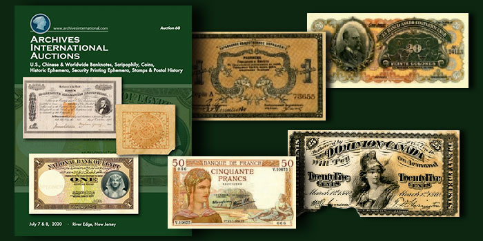 Archives International Auction 60 of Stocks, Bonds, and World Banknotes