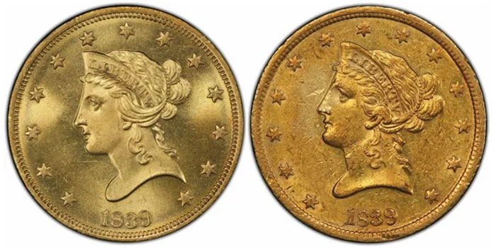 1839 Liberty Head Gold Coins