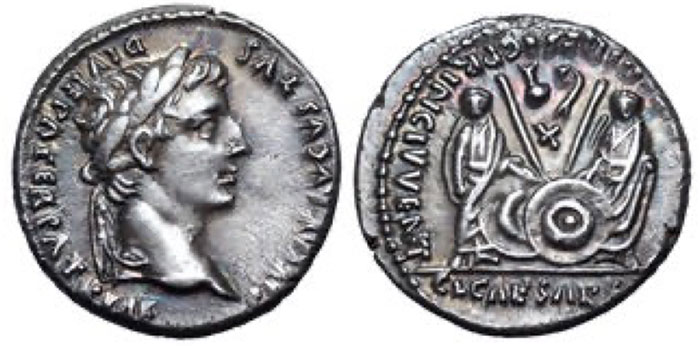 Augustus AR Denarius. Lugdunum